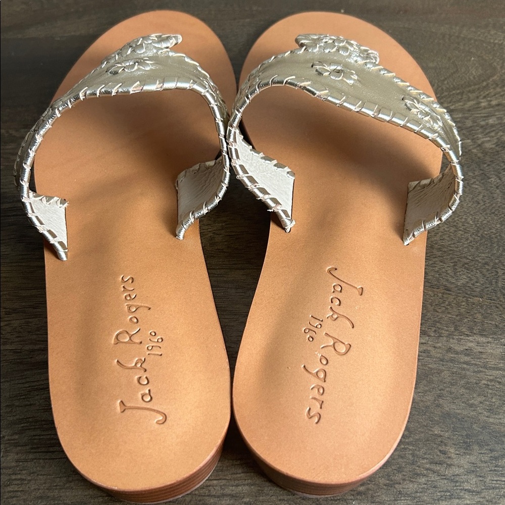 Jack Rogers Gold Champagne Wedge Sandals Size 11M - Picture 5 of 8